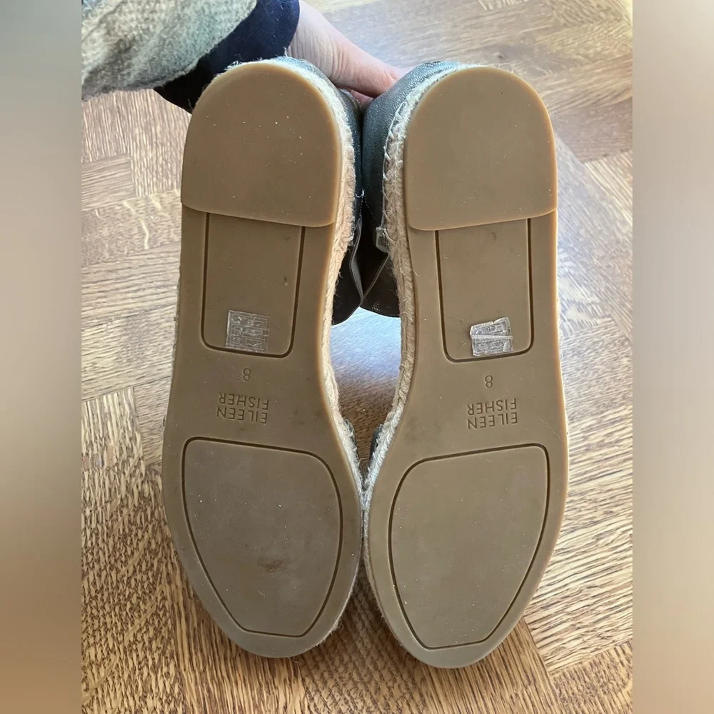 Eileen Fisher Coy cuff espadrille flats sandal metallic silver sustainable 8